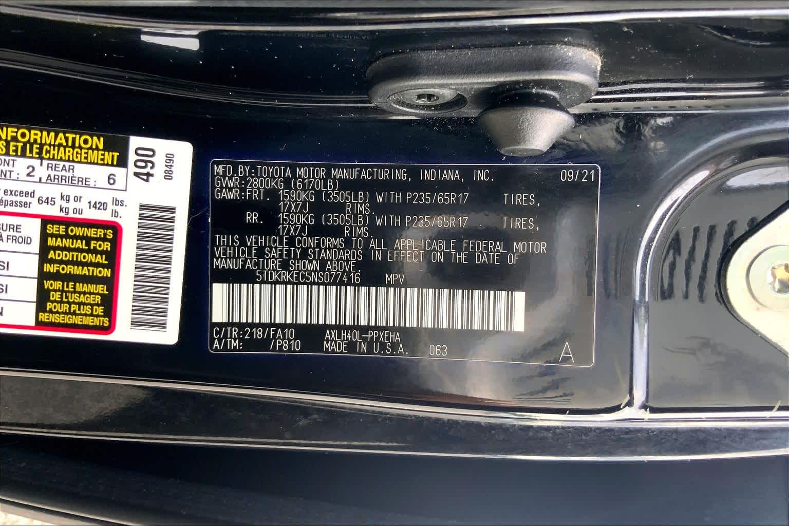 2022 Toyota Sienna LE Midnight Black Metallic at Ron Craft Chevrolet Cadillac