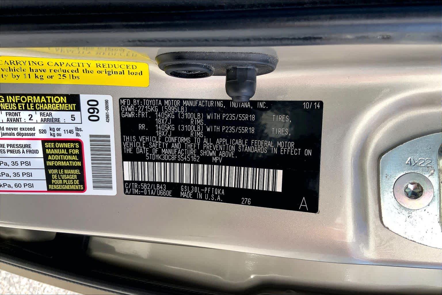 2015 Toyota Sienna Ltd Creme Brulee Mica at AutoNation USA Katy