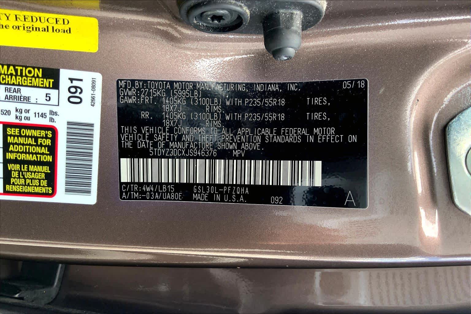 2018 Toyota Sienna Limited Toasted Walnut Pearl at AutoNation USA Katy