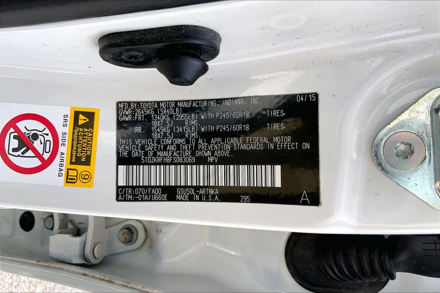 2015 Toyota Highlander LE Plus Blizzard Pearl at Group 1 Toyota Southwest