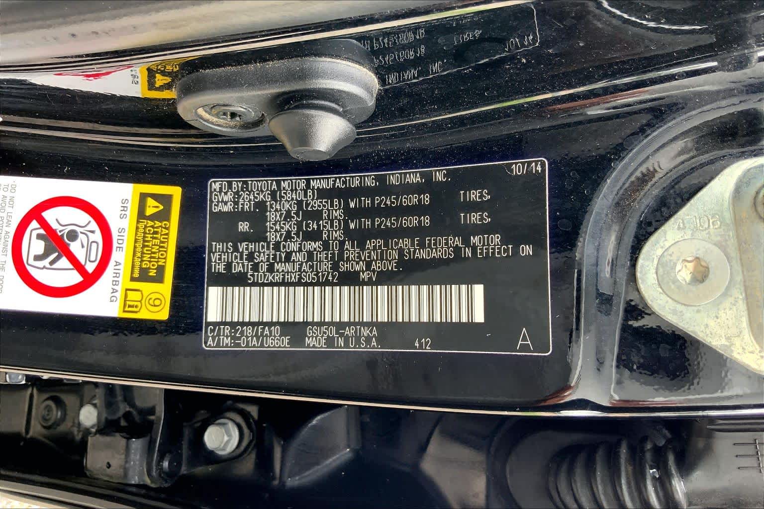 2015 Toyota Highlander LE Plus Attitude Black Metallic at Group 1 Toyota Southwest