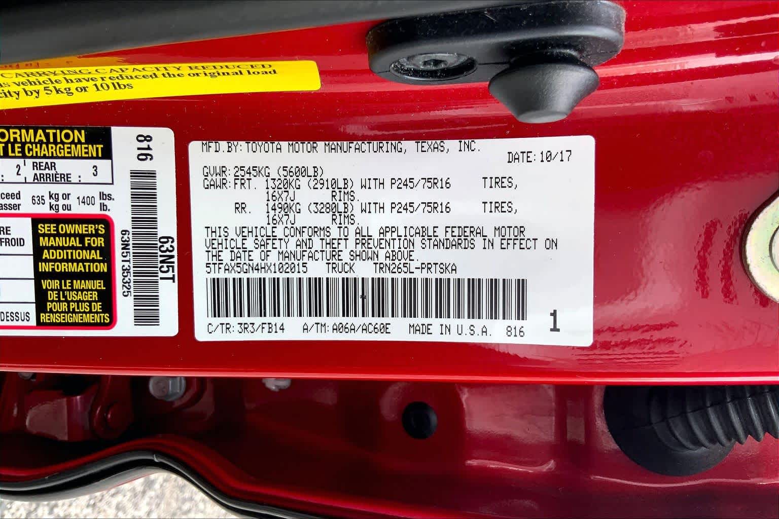 2017 Toyota Tacoma SR Barcelona Red Metallic at Tomball Ford
