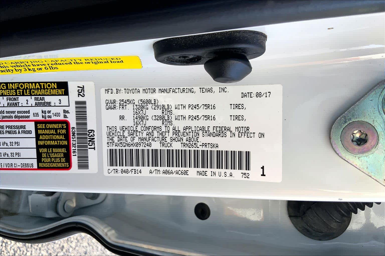 2017 Toyota Tacoma SR Super White at AutoNation USA Katy