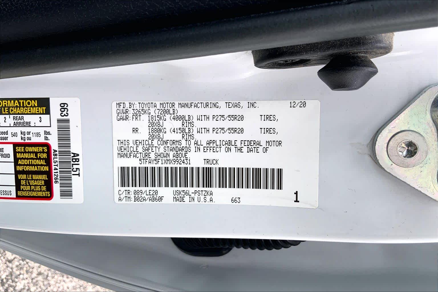 2021 Toyota Tundra Platinum Wind Chill Pearl at Group 1 Toyota Southwest