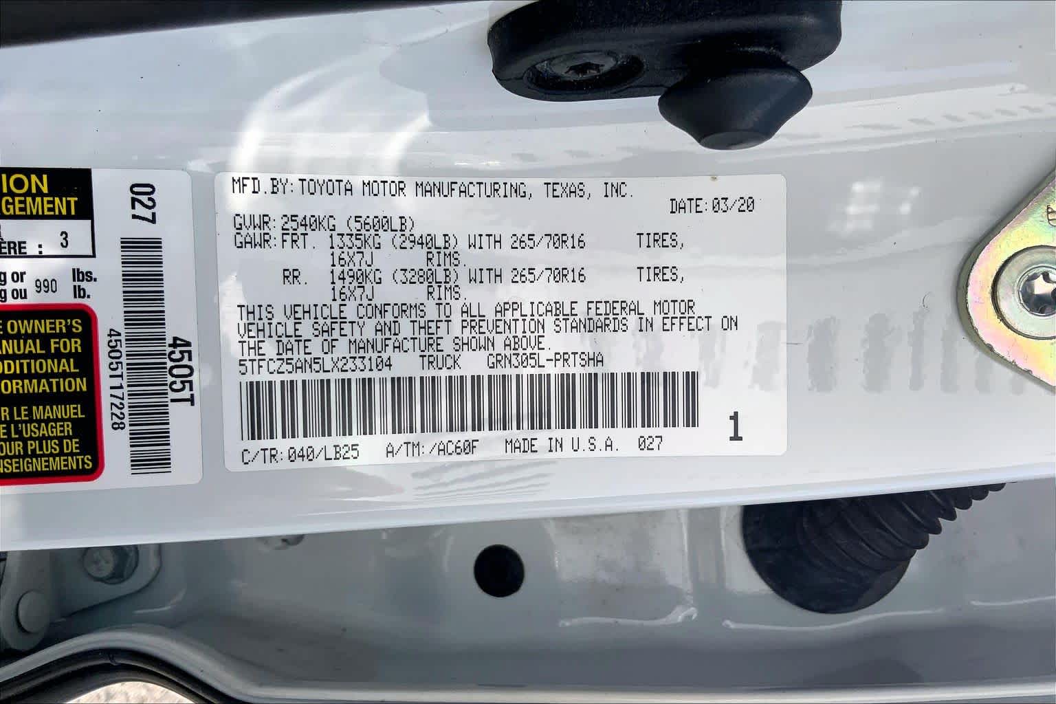 2020 Toyota Tacoma TRD Pro Super White at Group 1 Toyota Southwest