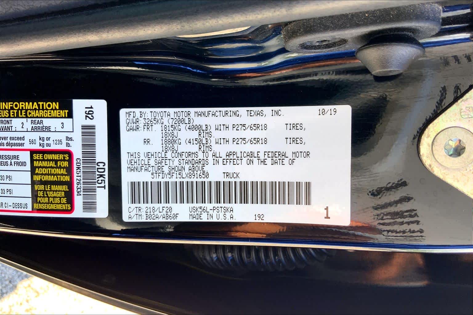 2020 Toyota Tundra TRD Pro Midnight Black Metallic at Group 1 Toyota Southwest