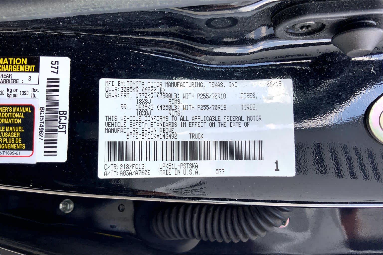 2019 Toyota Tundra SR5 Midnight Black Metallic at Group 1 Toyota Southwest