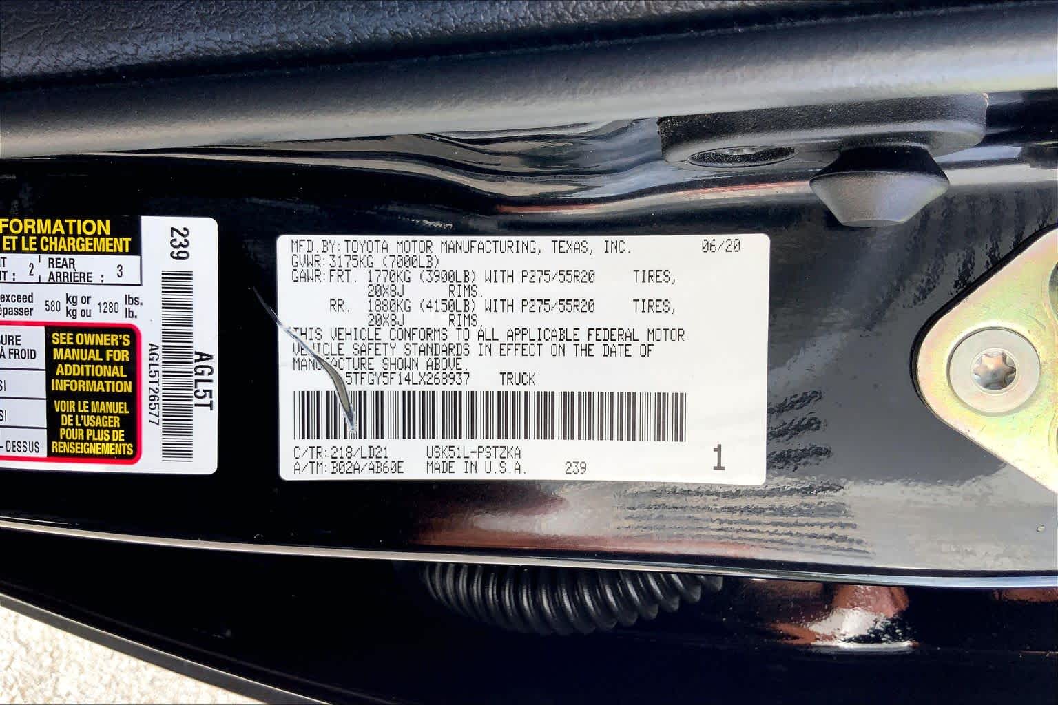 2020 Toyota Tundra 1794 Edition Midnight Black Metallic at Group 1 Toyota Southwest