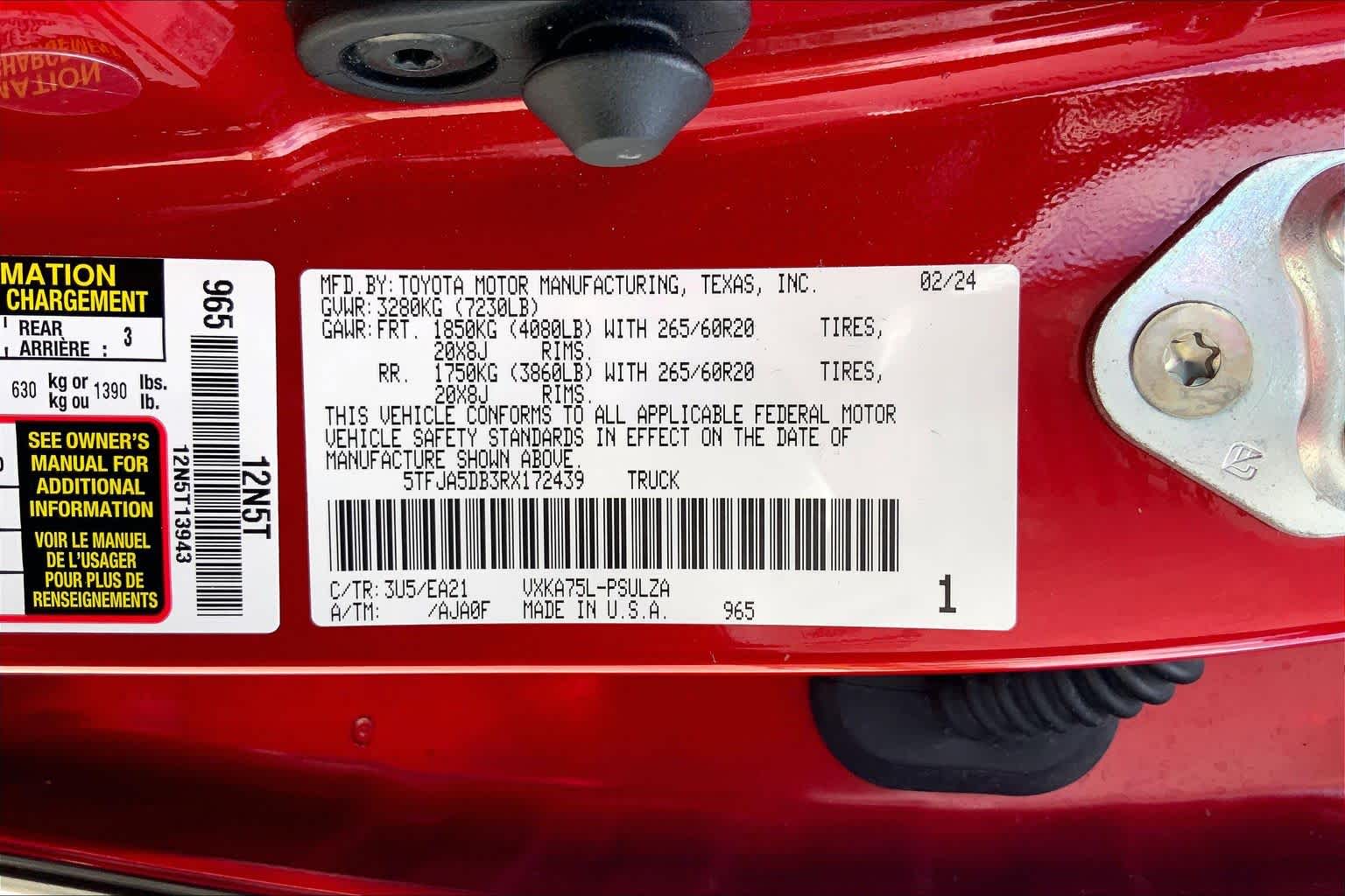 2024 Toyota Tundra Limited Supersonic Red at Group 1 Toyota Southwest