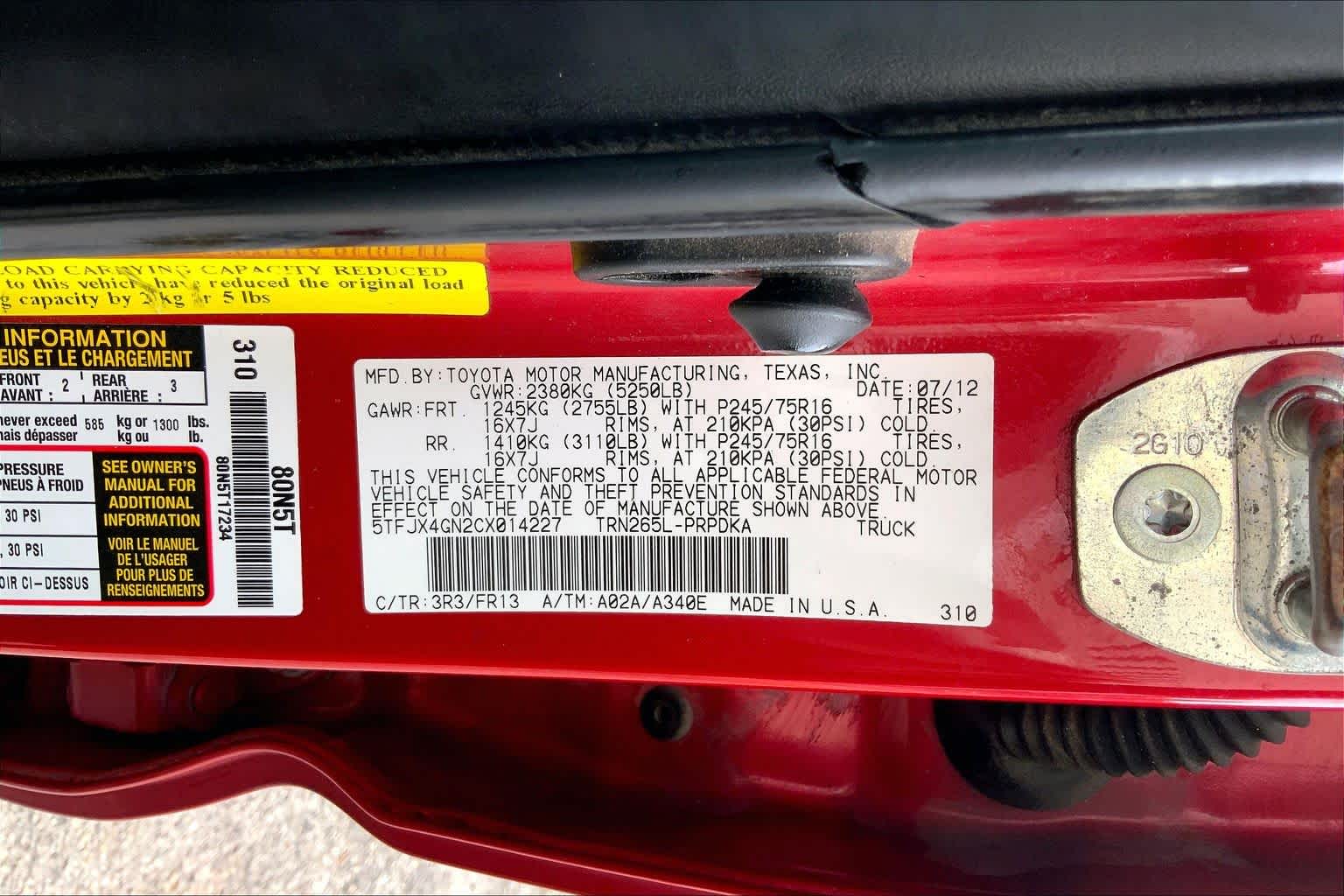 2012 Toyota Tacoma PreRunner Barcelona Red Metallic at Turner Chevrolet