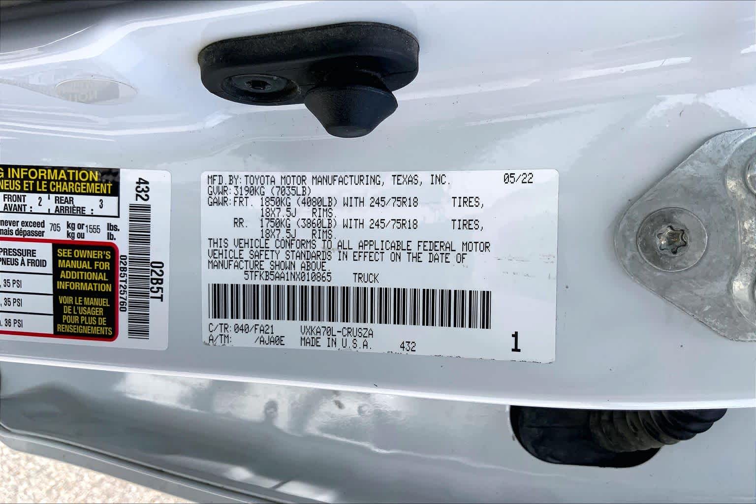 2022 Toyota Tundra SR White at Beck & Masten Kia