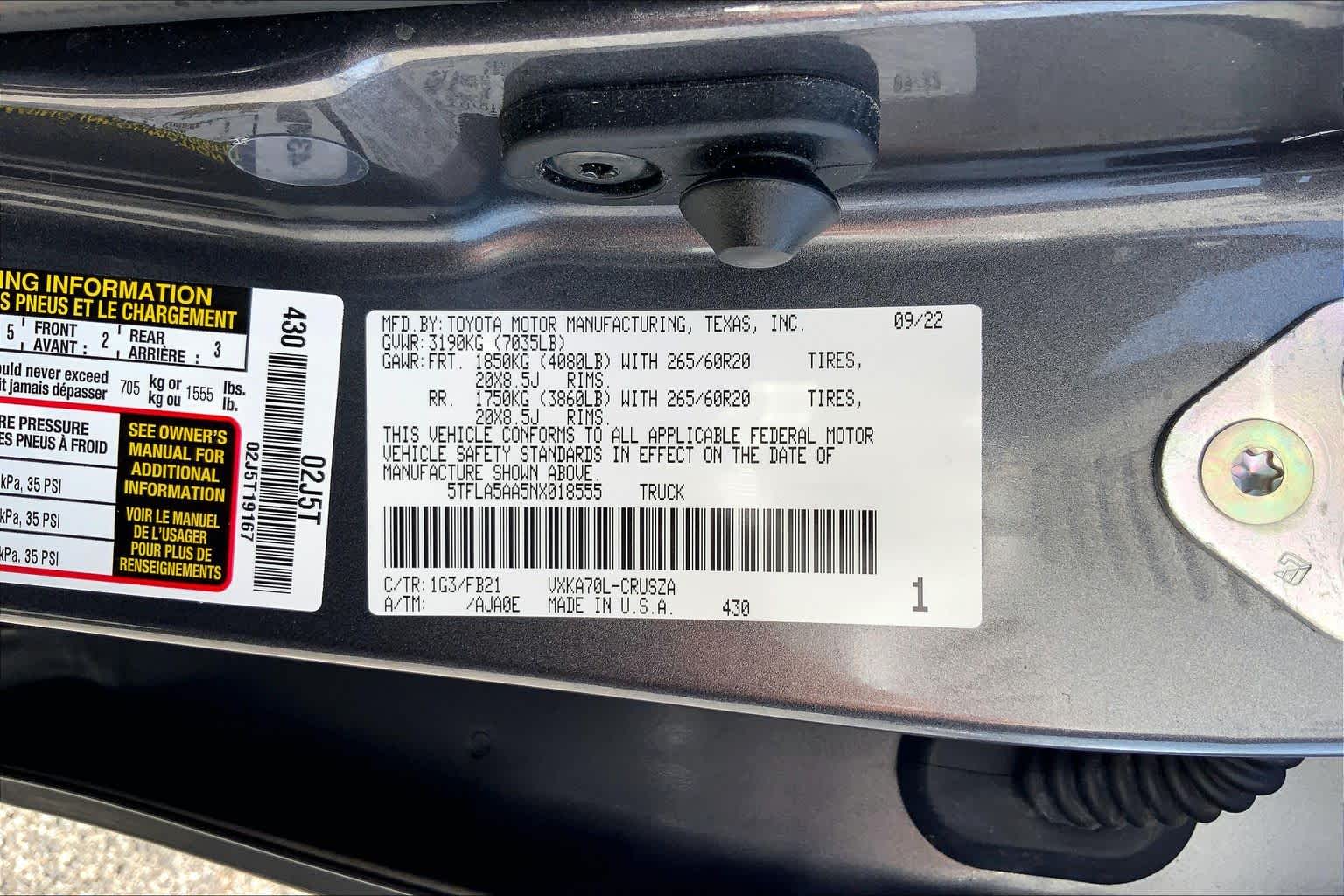 2022 Toyota Tundra SR5 Magnetic Gray Metallic at Group 1 Toyota Southwest