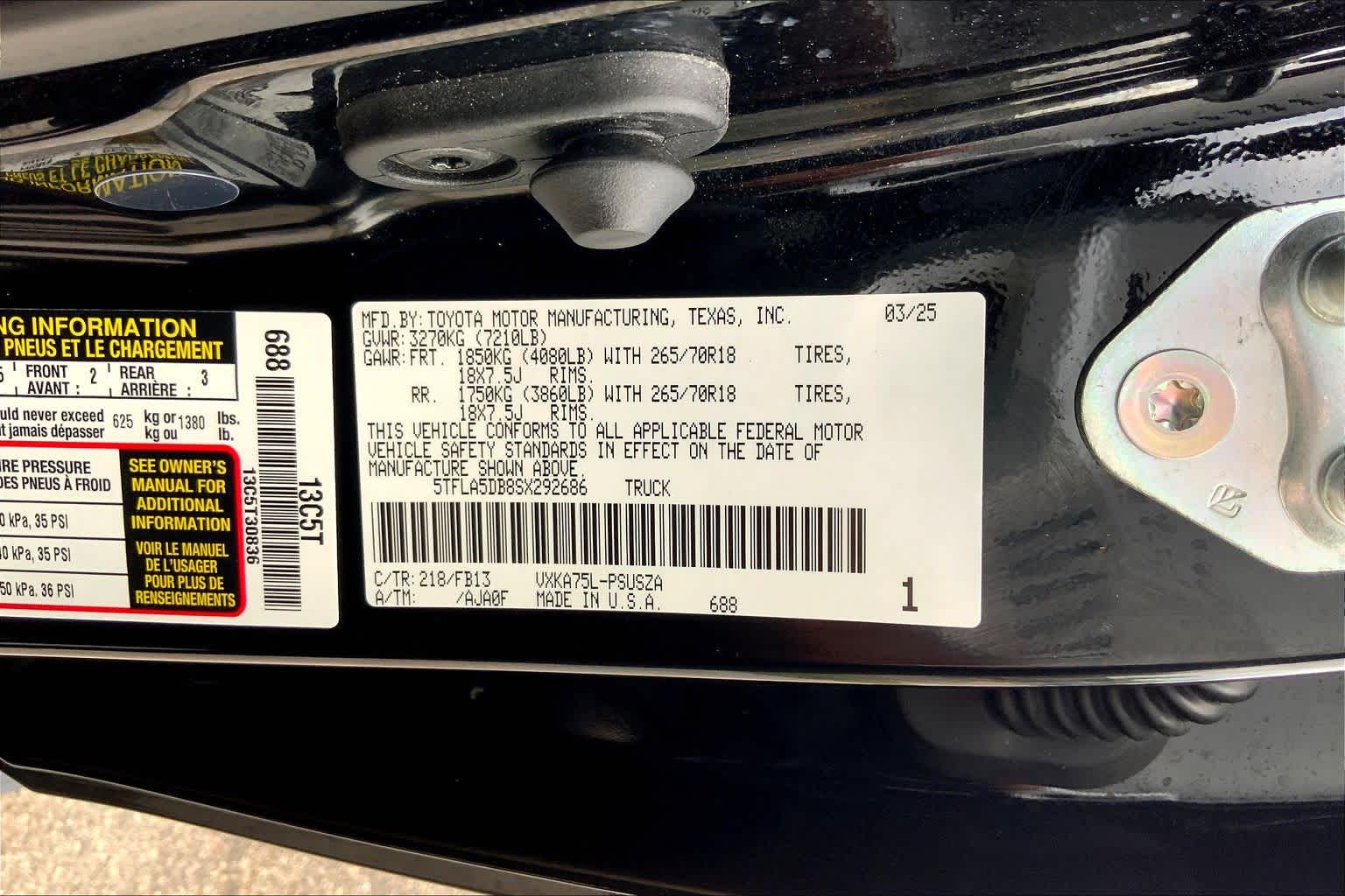 2025 Toyota Tundra SR5 Midnight Black Metallic at Group 1 Toyota Southwest