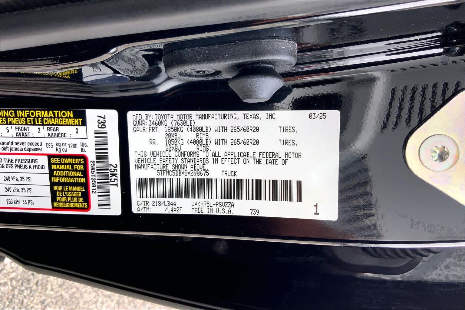 2025 Toyota Tundra 1794 Edition Hybrid Midnight Black Metallic at Group 1 Toyota Southwest