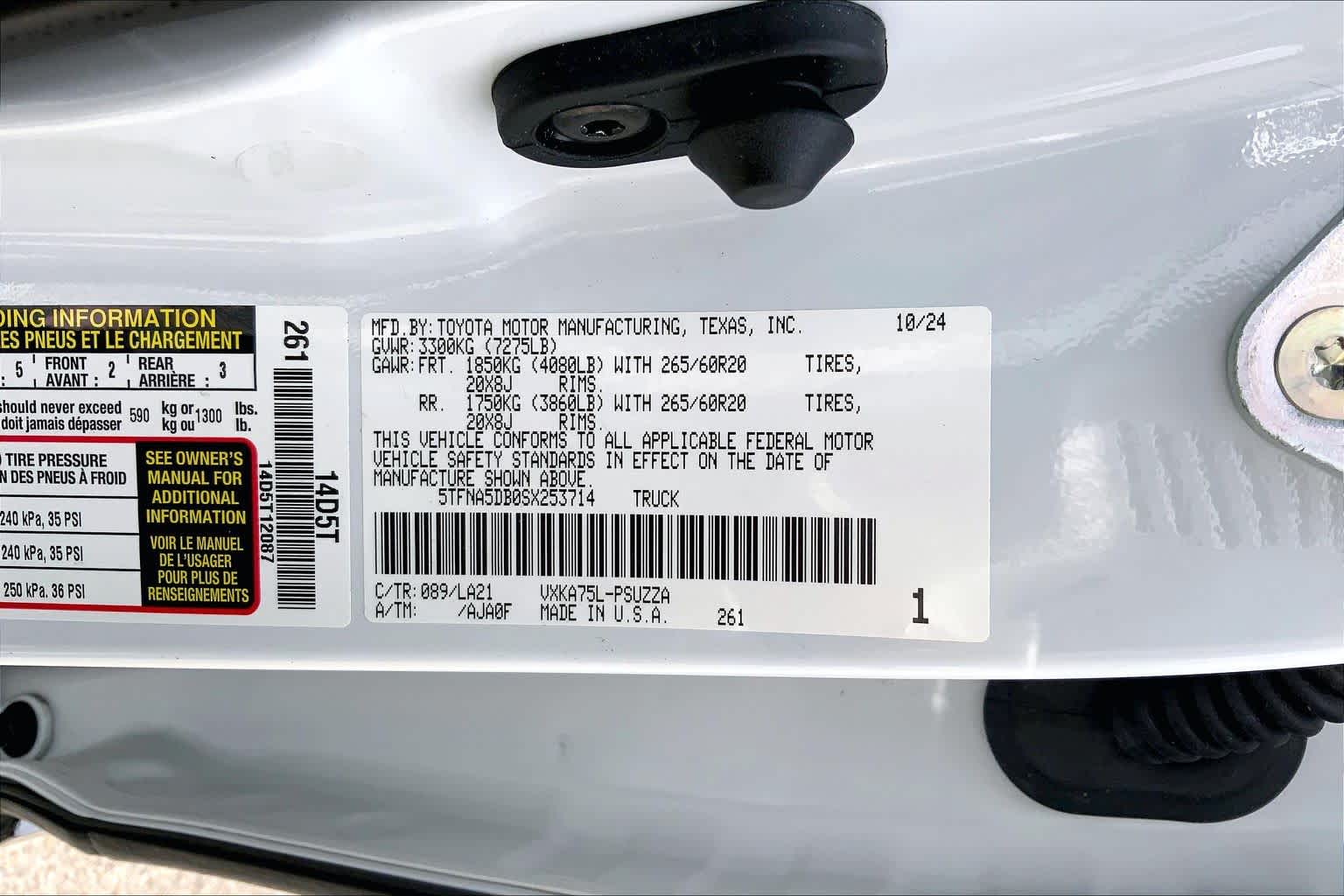 2025 Toyota Tundra Platinum Wind Chill Pearl at Group 1 Toyota Southwest