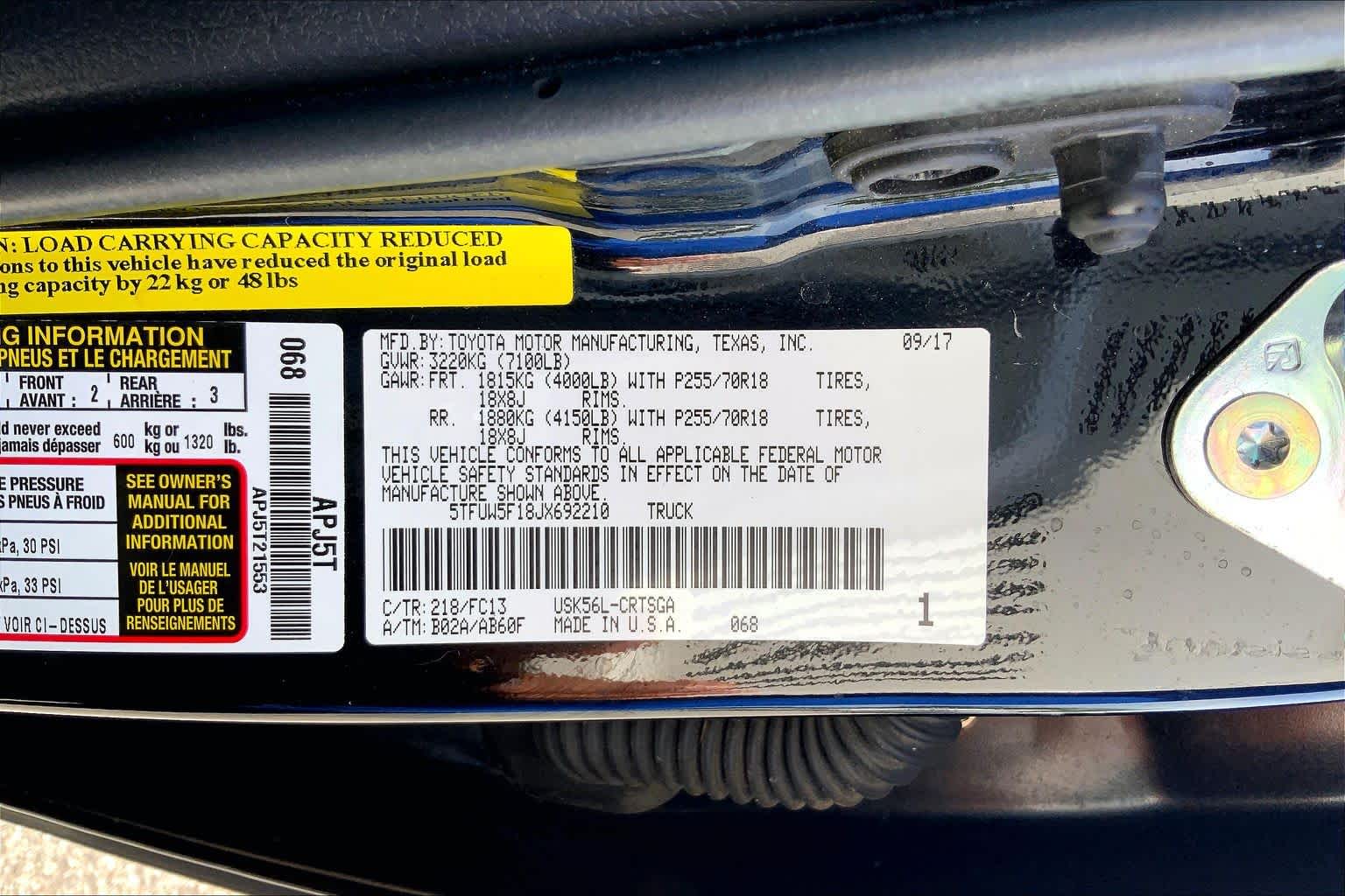 2018 Toyota Tundra SR5 Midnight Black Metallic at Group 1 Toyota Southwest