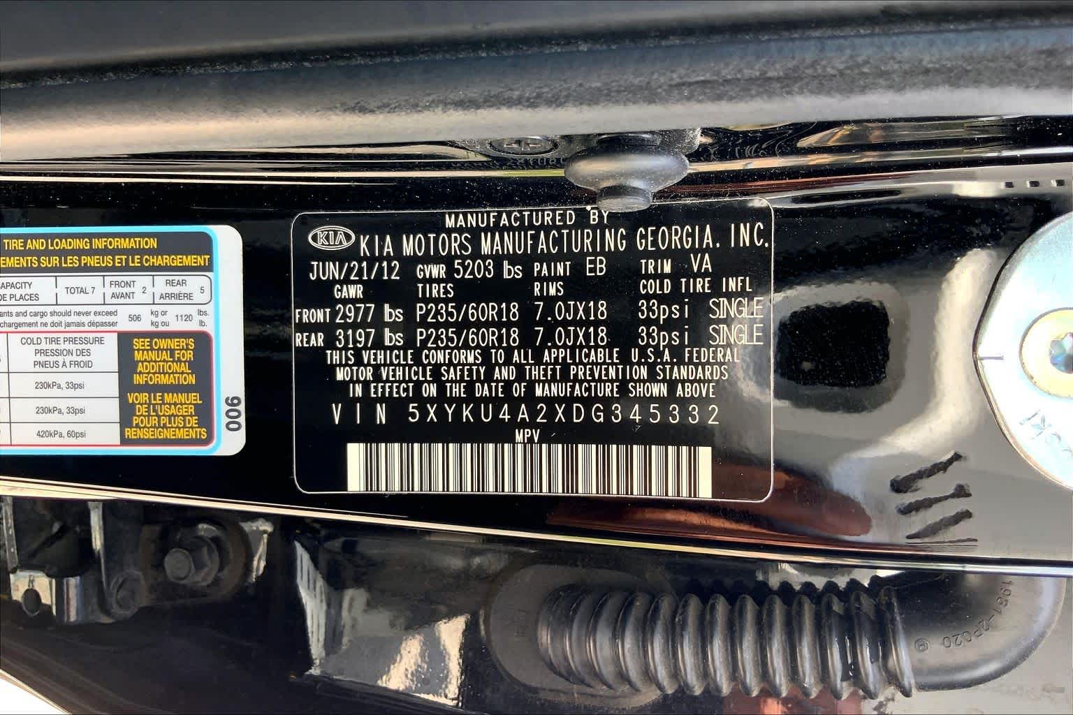 2013 Kia Sorento EX Ebony Black at Group 1 Toyota Southwest