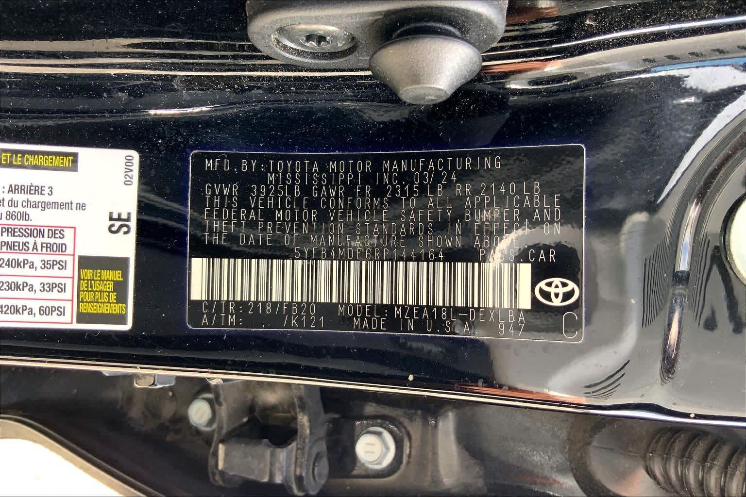 2024 Toyota Corolla LE Midnight Black Metallic at Group 1 Toyota Southwest