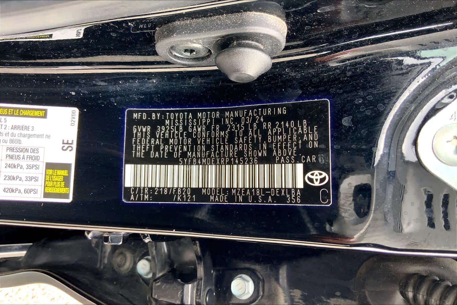 2024 Toyota Corolla LE Midnight Black Metallic at Group 1 Toyota Southwest