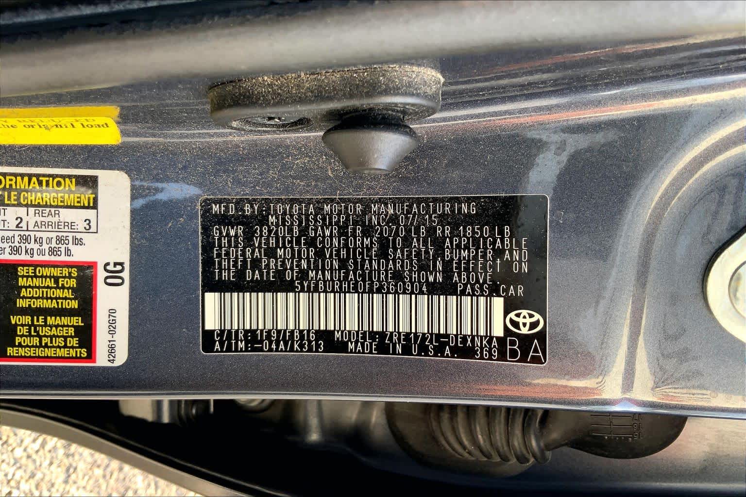 2015 Toyota Corolla LE Slate Metallic at Group 1 Toyota Southwest