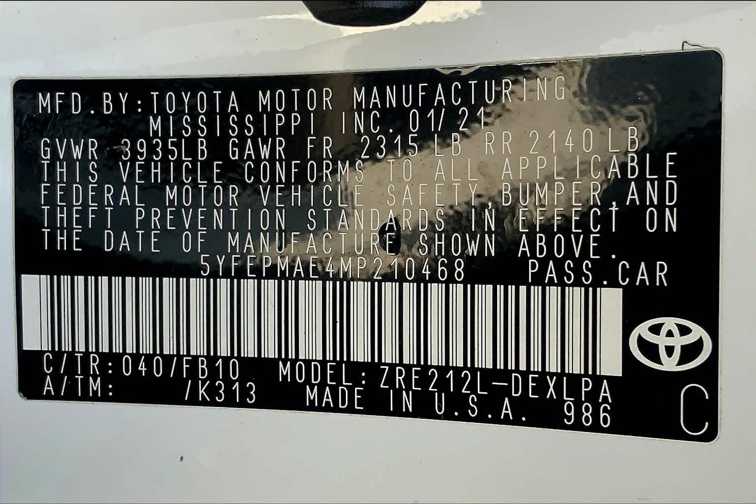 2021 Toyota Corolla LE Super White at HGreg Houston