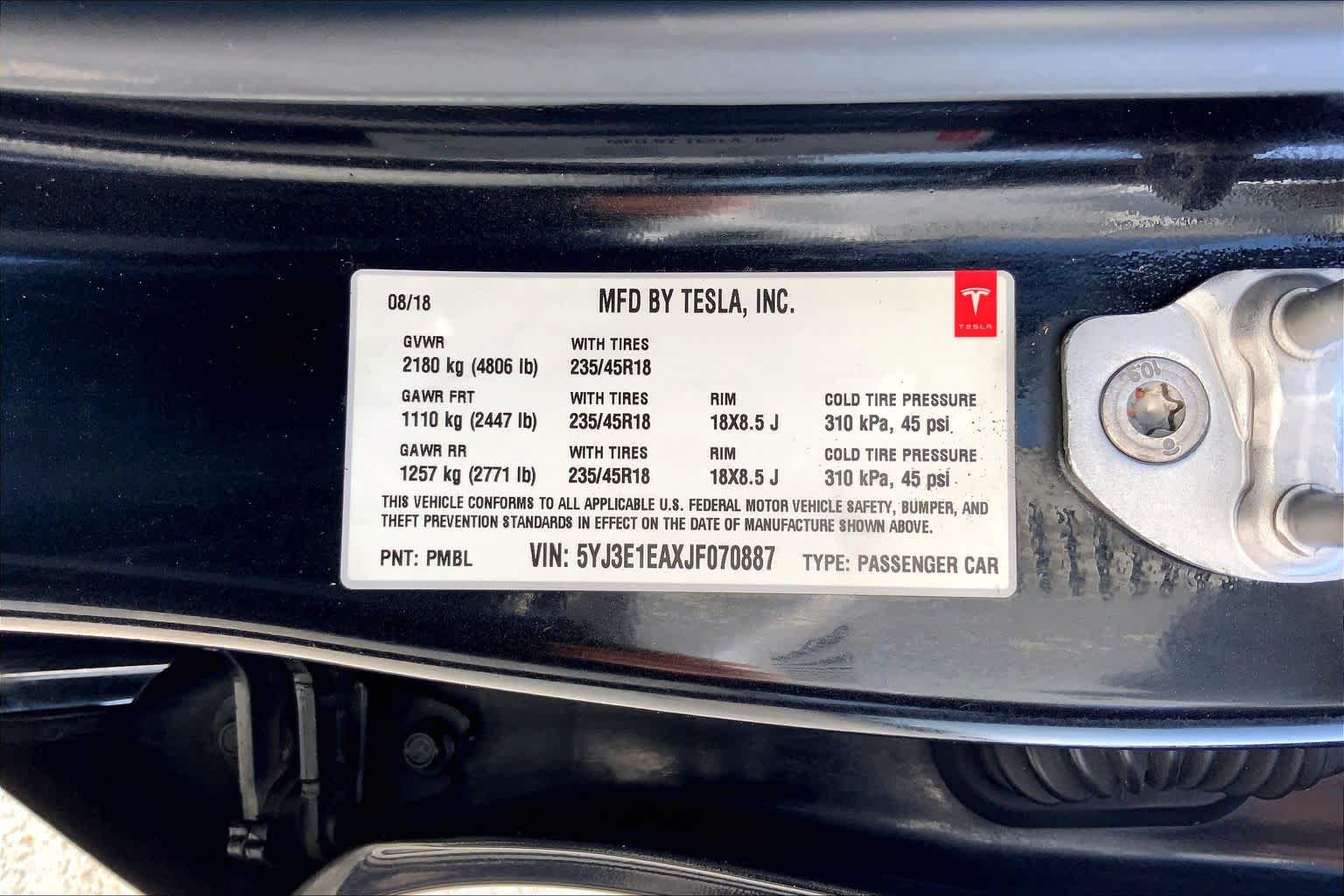 2018 Tesla Model 3 Long Range Battery Solid Black at AutoNation USA Houston