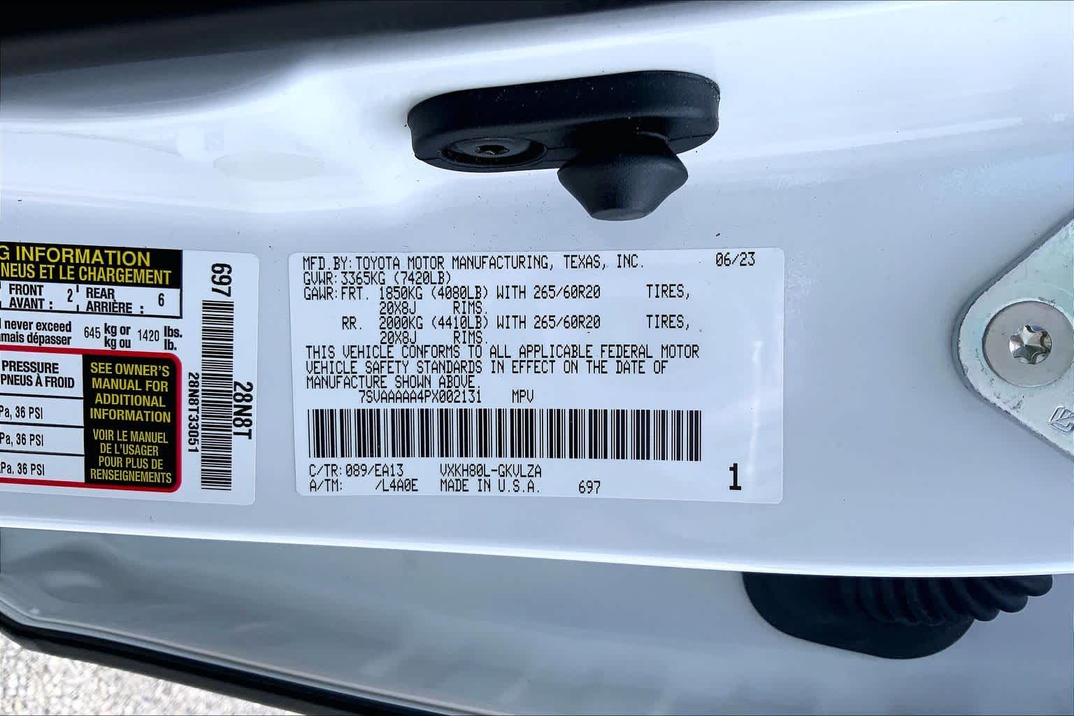 2023 Toyota Sequoia Limited Wind Chill Pearl at Group 1 Toyota Southwest