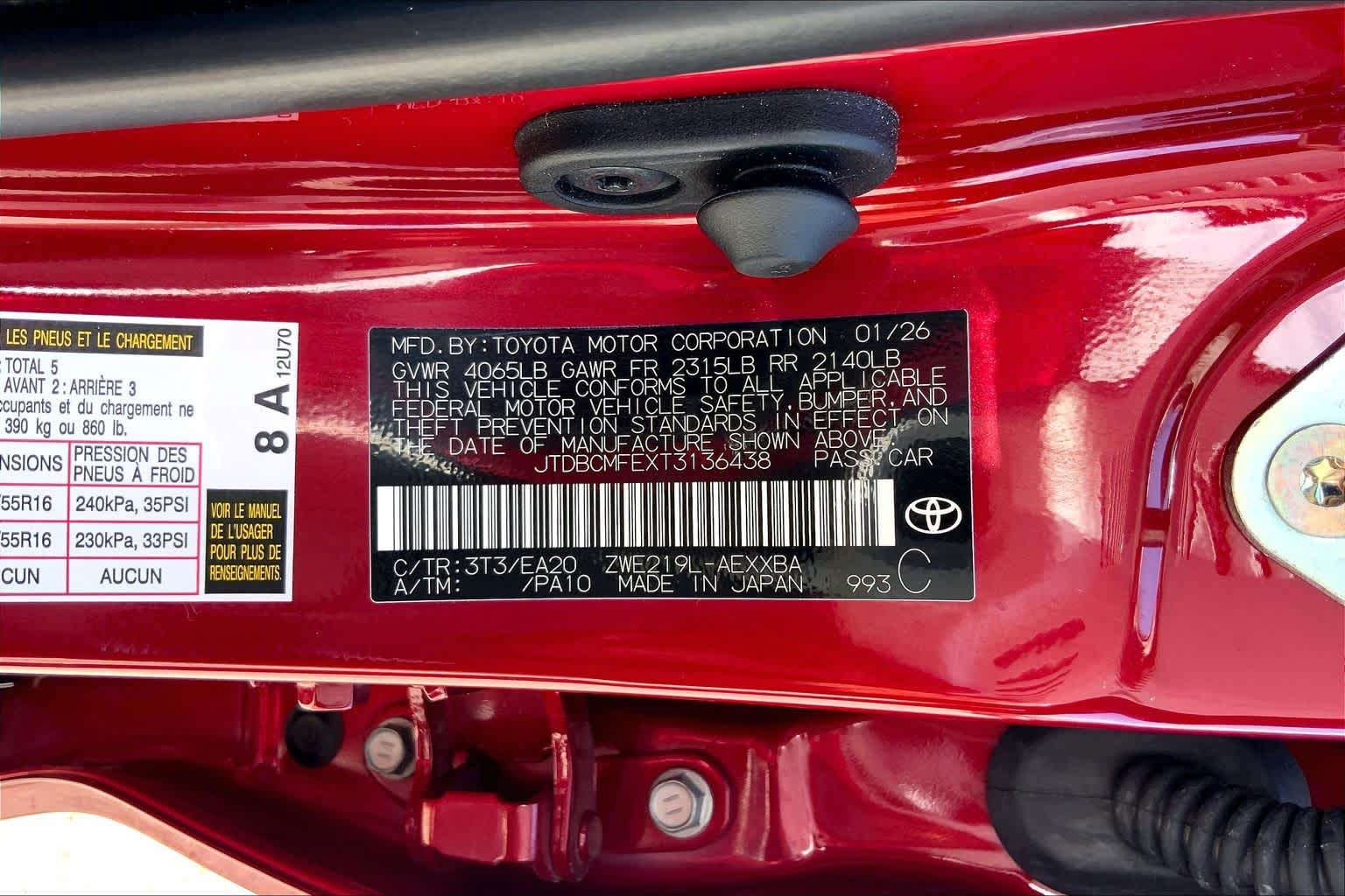 2026 Toyota Corolla Hybrid XLE Ruby Flare Pearl at Team Toyota