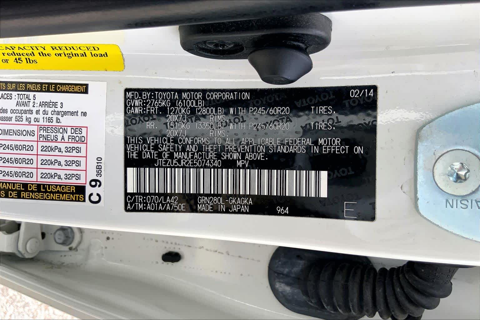 2014 Toyota 4Runner Limited Blizzard Pearl at AutoNation USA Houston