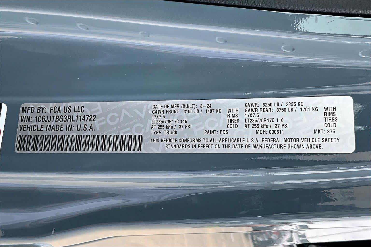 2024 Jeep Gladiator Rubicon Anvil Clear Coat at Tomball Chrysler Dodge Jeep Ram
