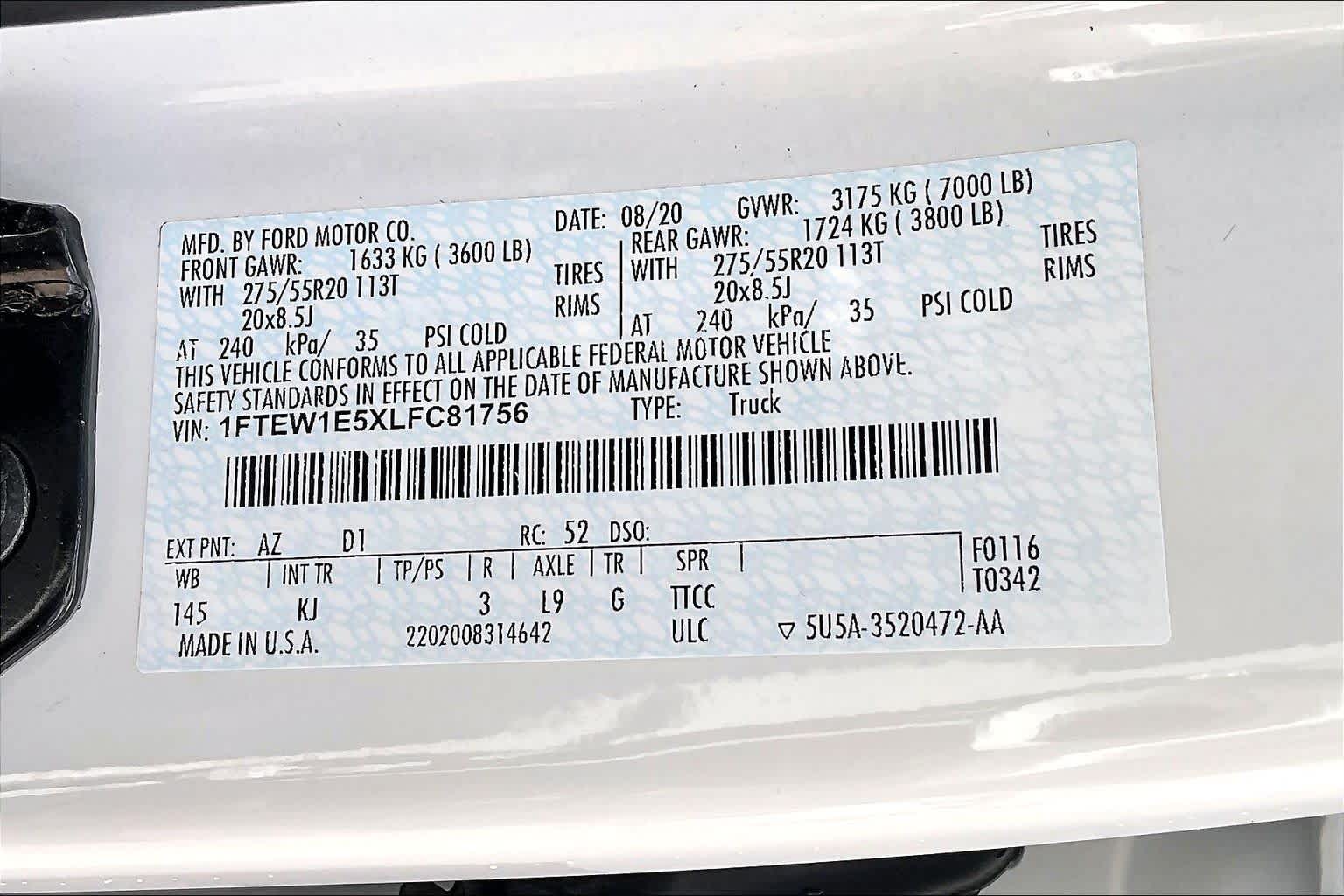 2020 Ford F-150 King Ranch Star White Metallic Tri-Coat/Stone Gray at Mac Haik Ford