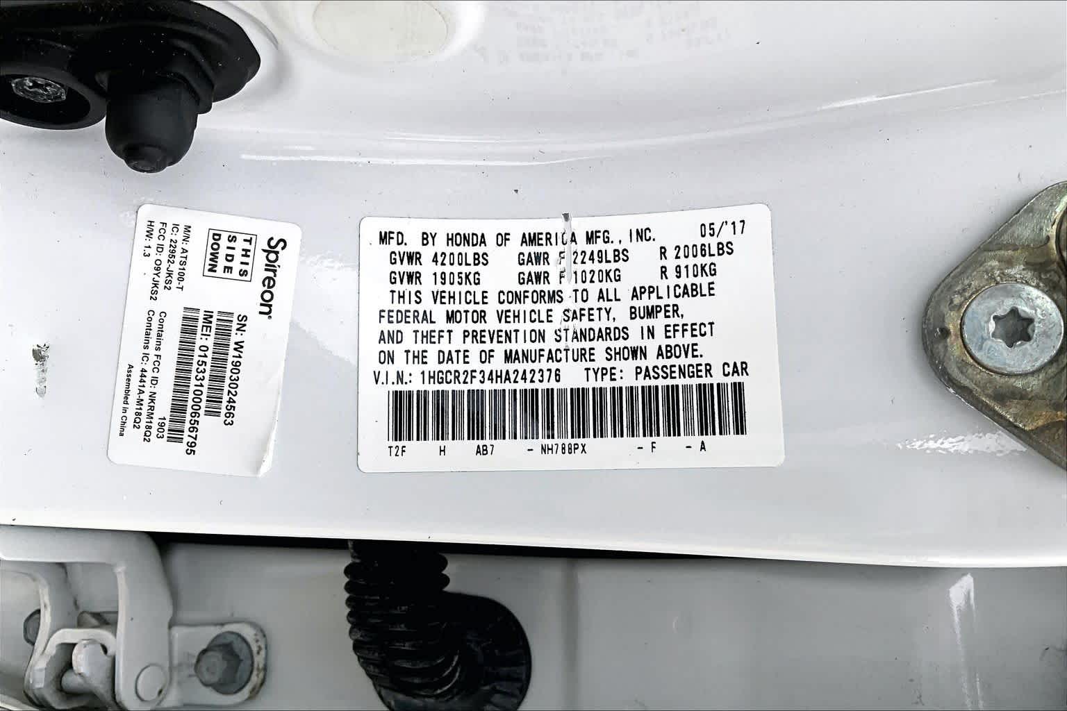 2017 Honda Accord Sedan LX White Orchid Pearl at Texan GMC Buick