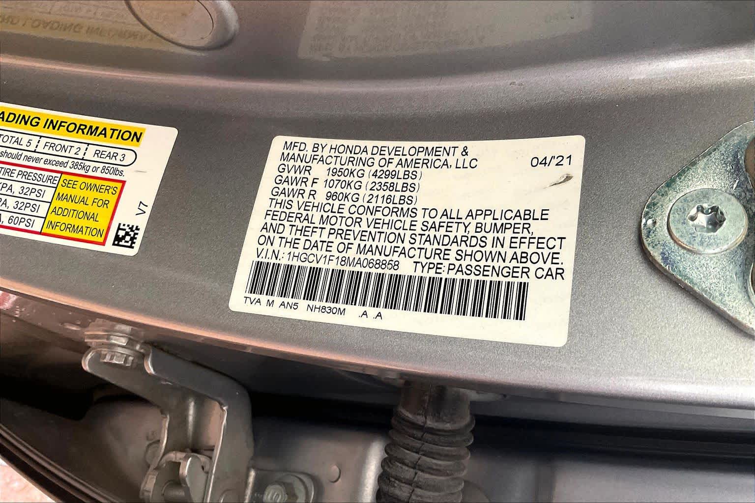 2021 Honda Accord Sedan LX Lunar Silver Metallic at AutoNation Ford Gulf Fwy