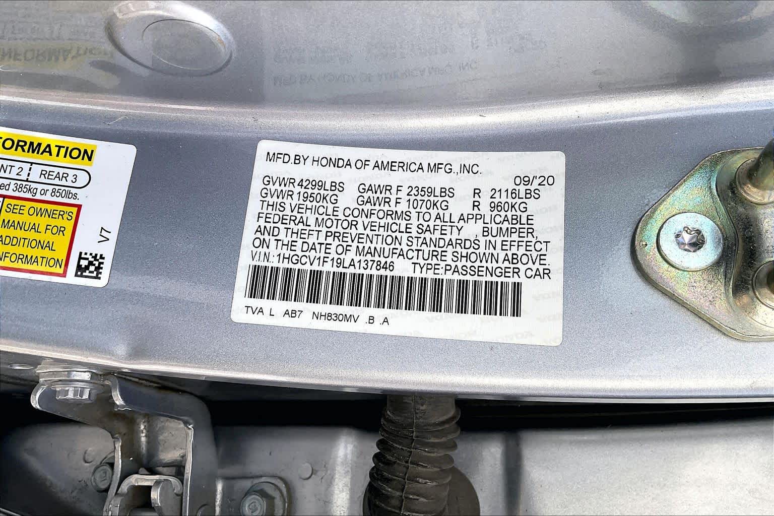 2020 Honda Accord LX Lunar Silver Metallic at Lexus Southwest Houston