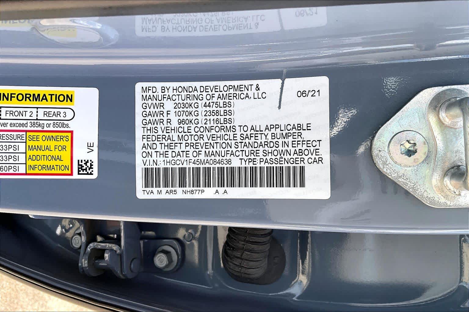 2021 Honda Accord Sedan Sport SE Sonic Gray Pearl at AutoNation USA Houston