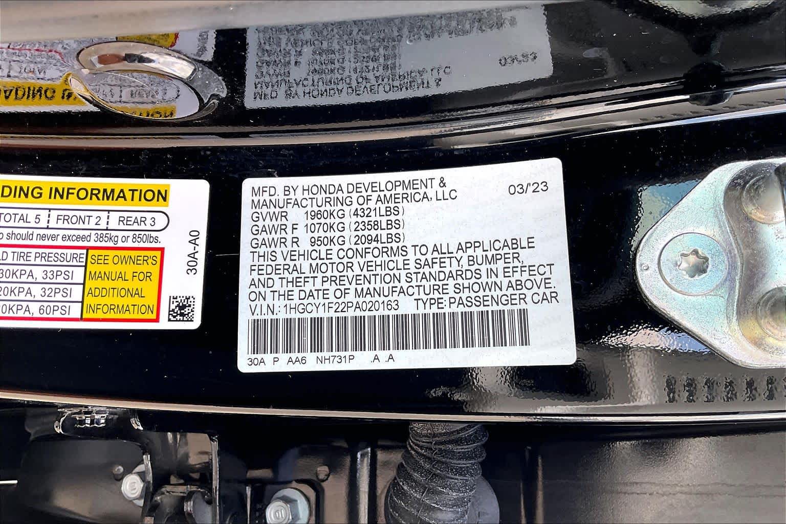 2023 Honda Accord LX Crystal Black Pearl at Group 1 GMC Buick South