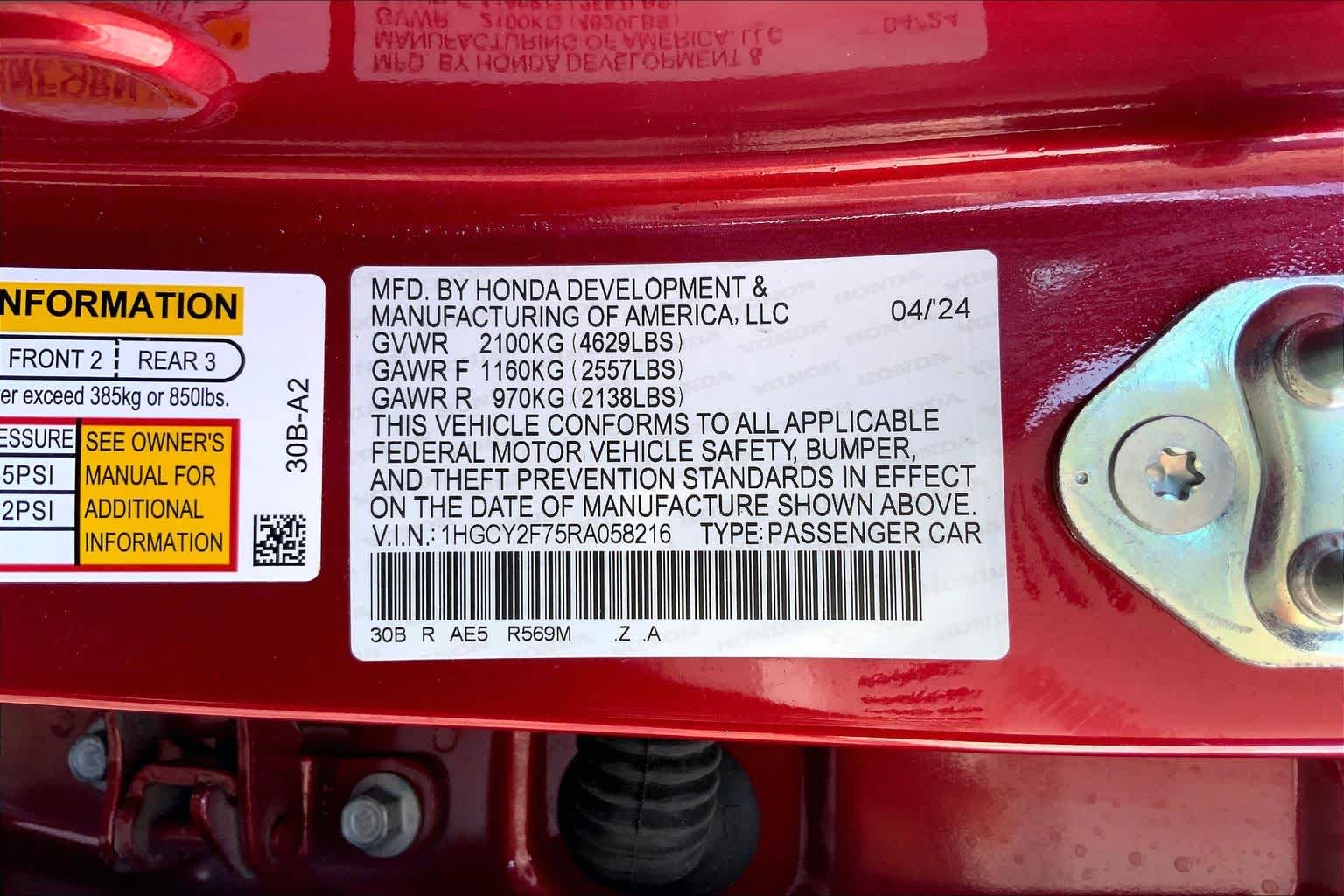 2024 Honda Accord Hybrid Sport-L Radiant Red Metallic at Honda of Clear Lake