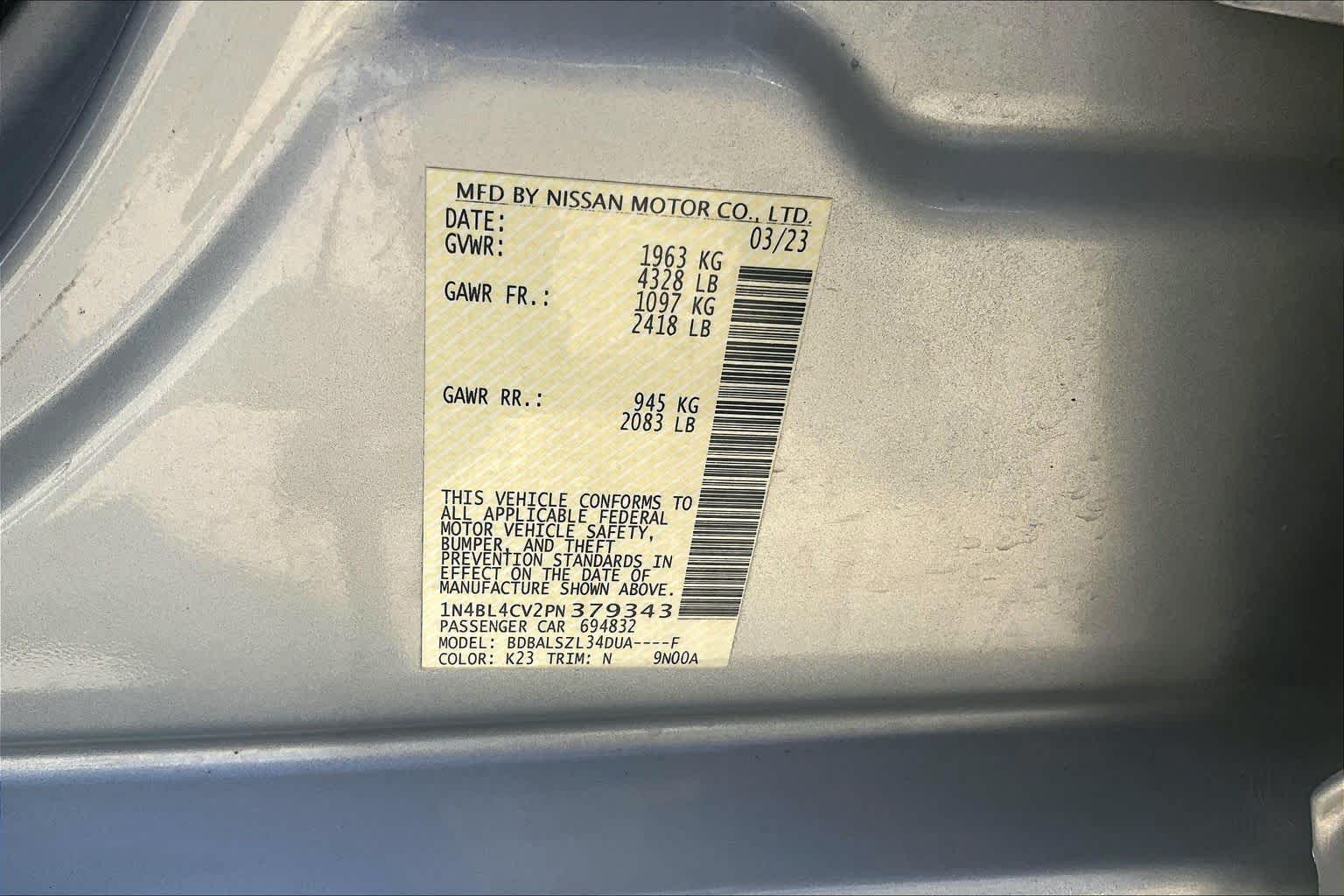2023 Nissan Altima 2.5 SR Brilliant Silver Metallic at Davis Chevrolet