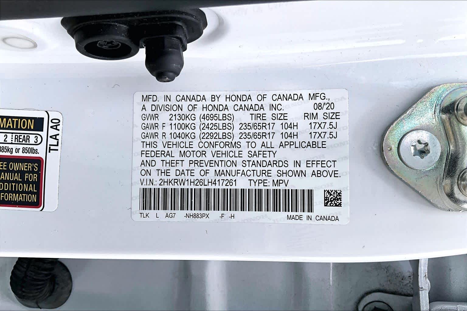 2020 Honda CR-V LX Platinum White Pearl at Ron Craft Chevrolet Cadillac