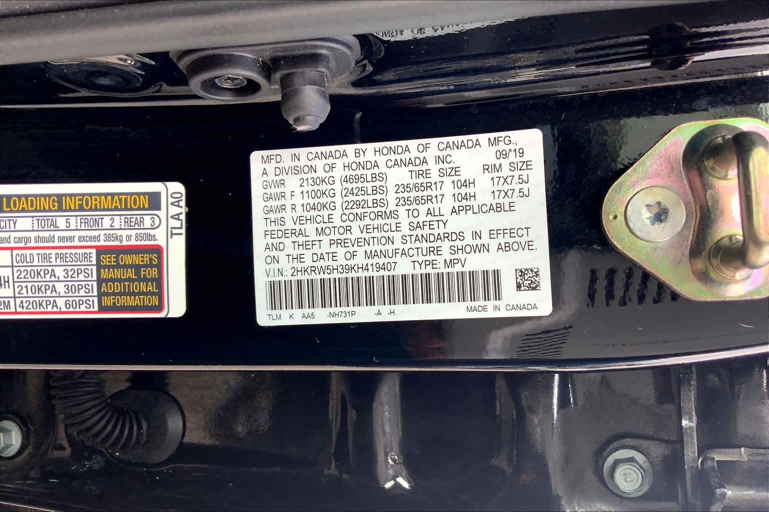 2019 Honda CR-V LX Crystal Black Pearl at Honda of Clear Lake