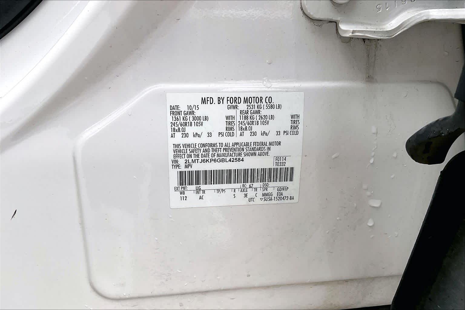 2016 Lincoln MKX Select White Platinum Metallic Tri-Coat at Mac Haik Ford