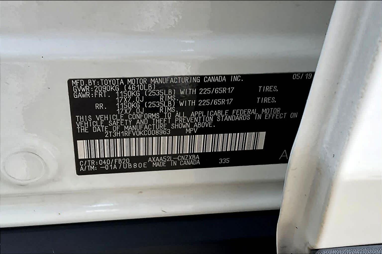 2019 Toyota RAV4 LE Super White at Davis Chevrolet