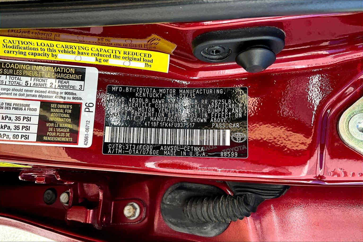 2015 Toyota Camry LE Ruby Flare Pearl at Sterling McCall Lexus