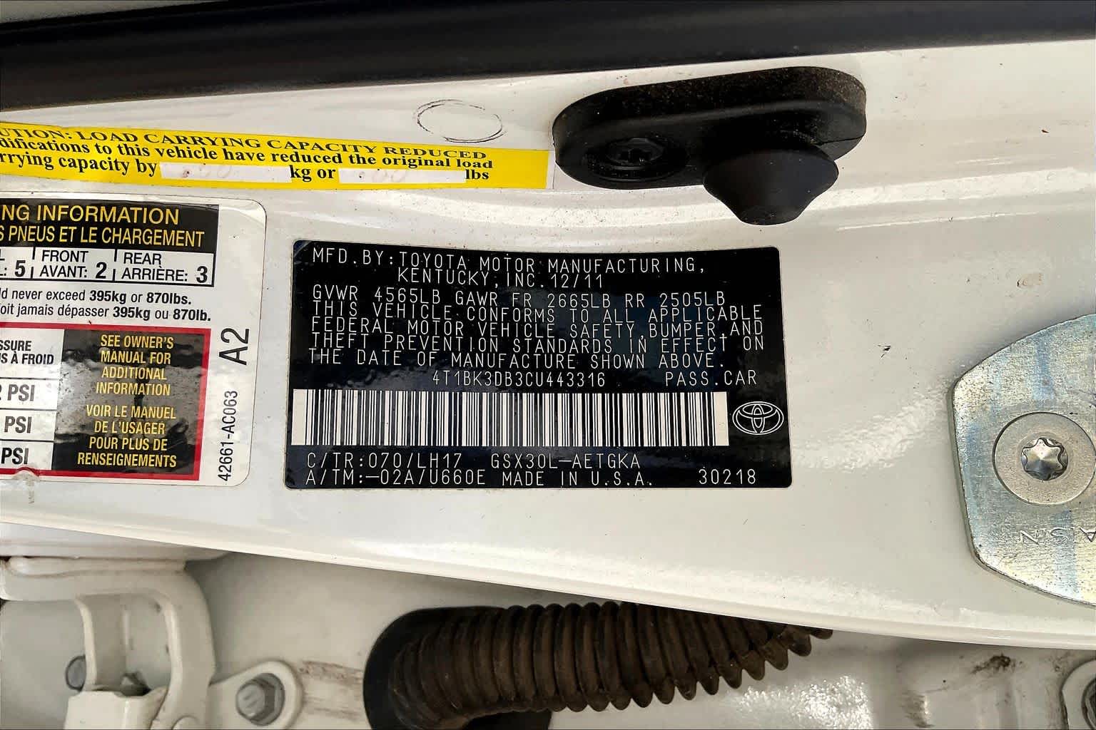 2012 Toyota Avalon  Blizzard Pearl at Lexus Southwest Houston