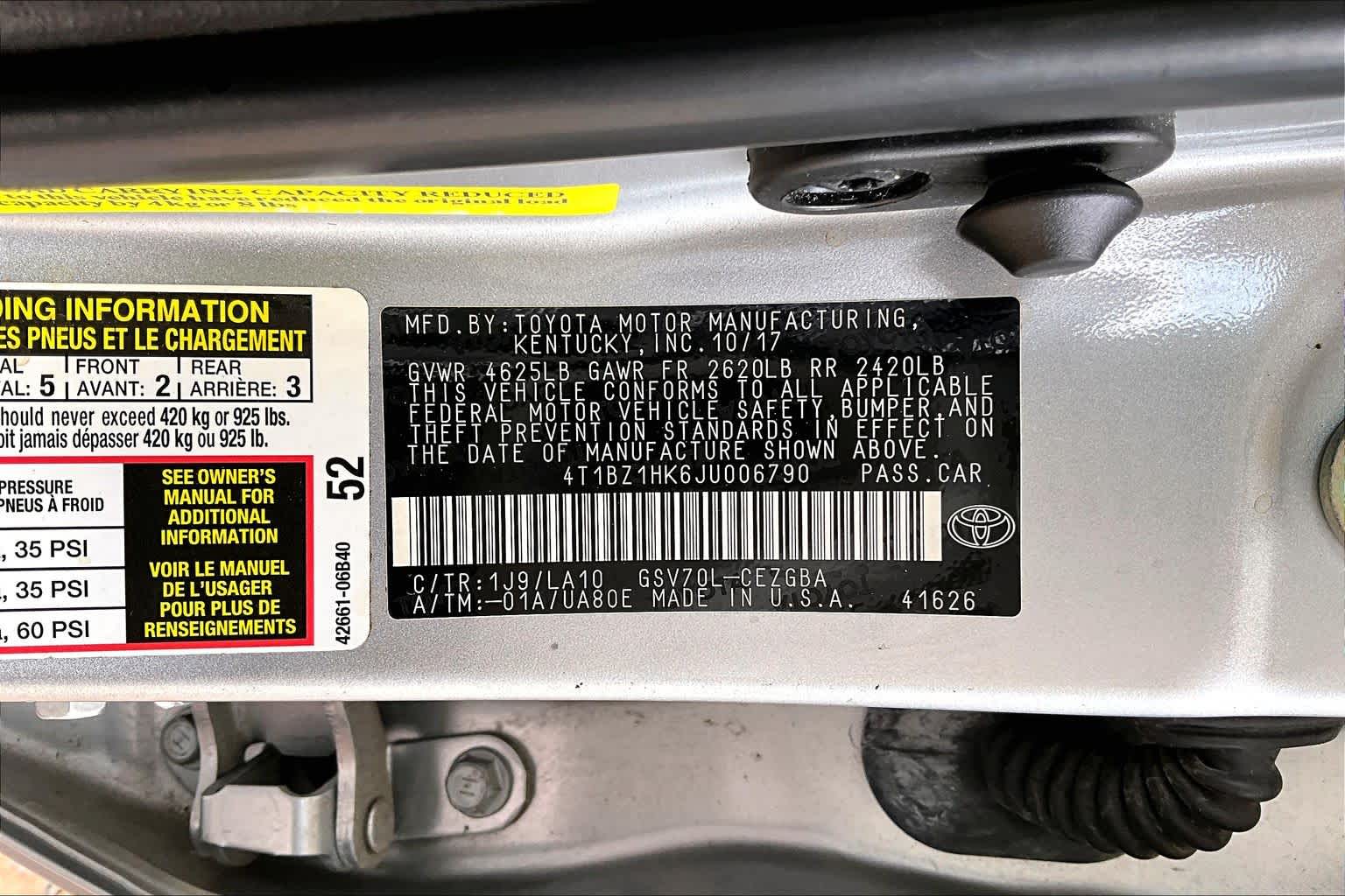 2018 Toyota Camry XLE V6 Celestial Silver Metallic at Beck & Masten Kia
