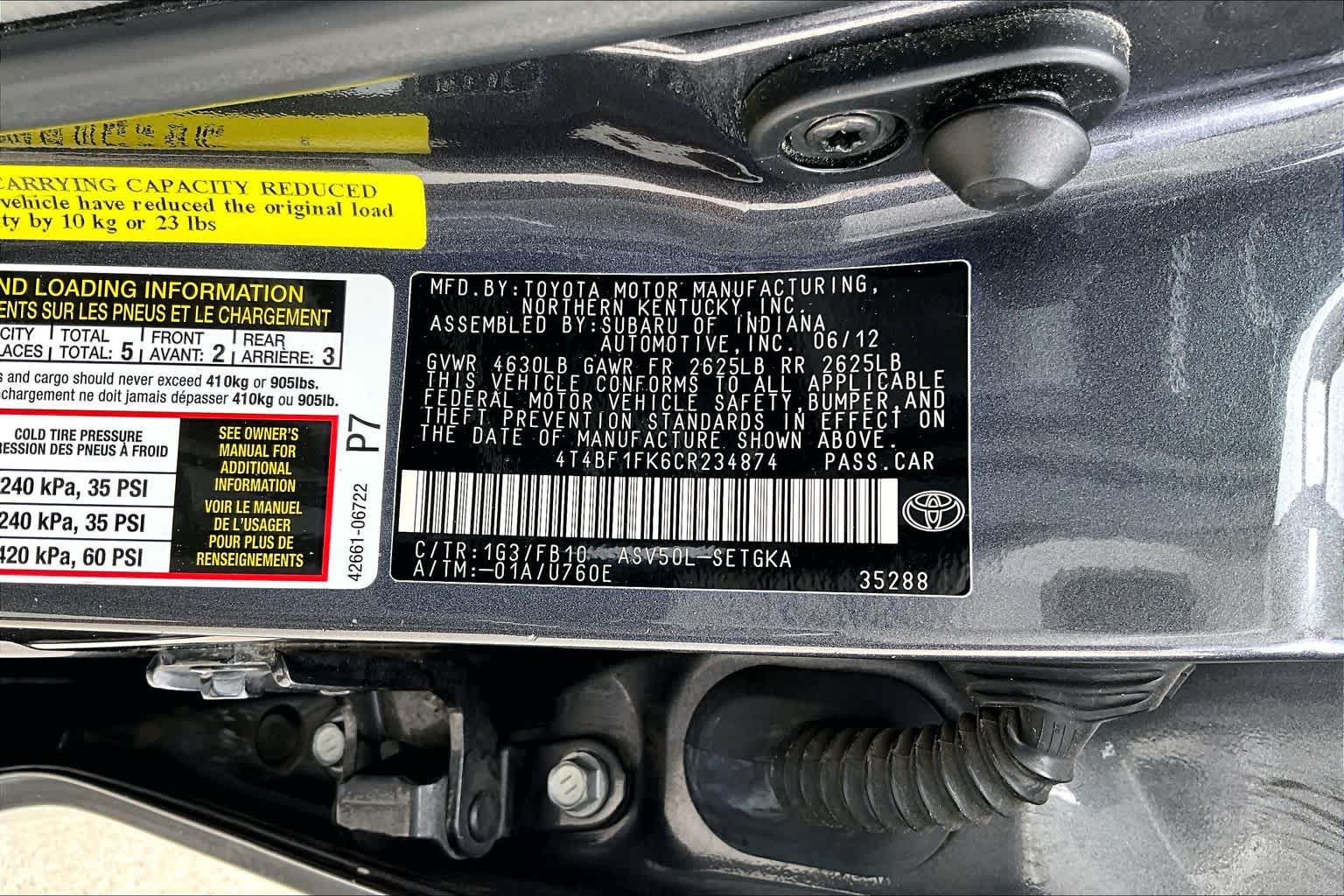 2012 Toyota Camry XLE Magnetic Gray Metallic at Group 1 Toyota Southwest