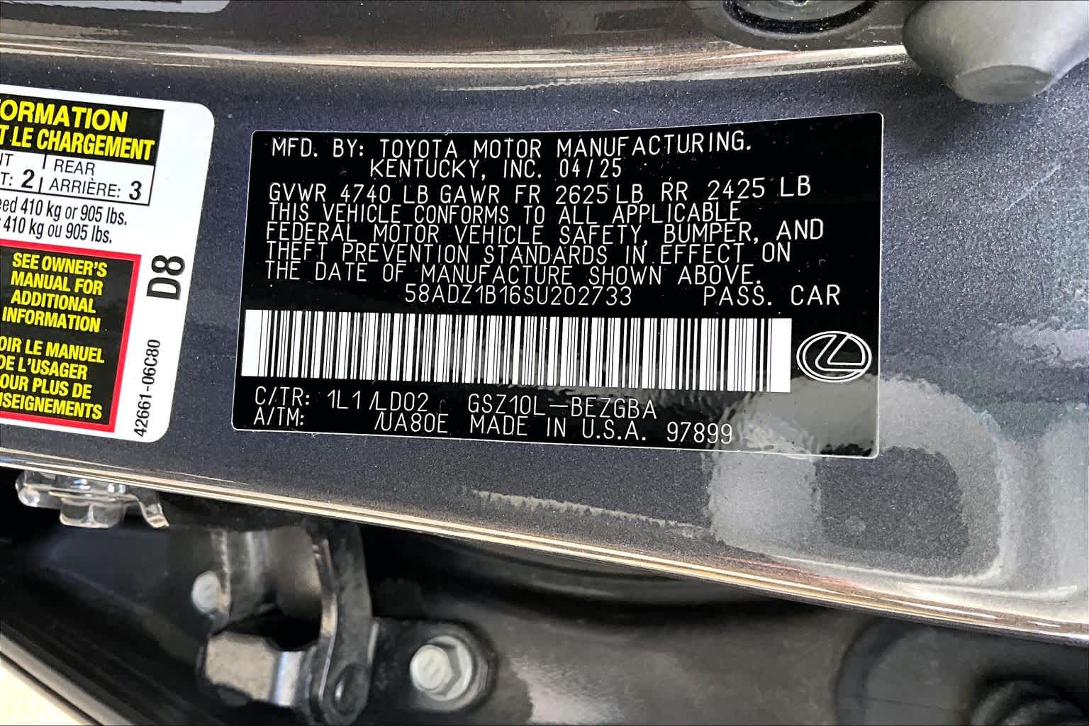 2025 Lexus ES 350  Cloudburst Gray at Lexus Southwest Houston