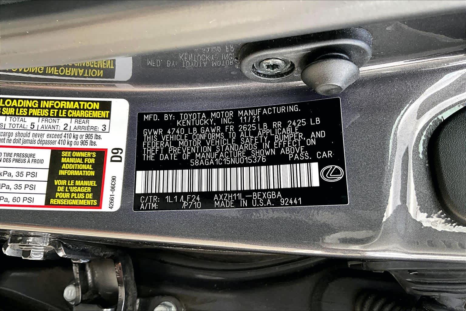 2022 Lexus ES F SPORT  Cloudburst Gray at Lexus of Clear Lake