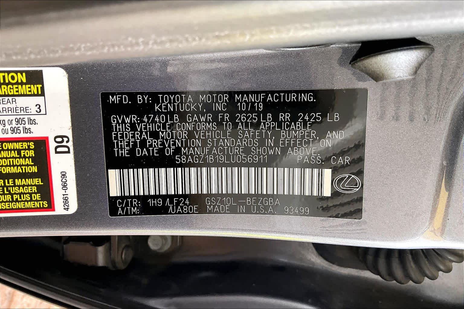 2020 Lexus ES 350 F SPORT  Nebula Gray Pearl at Lexus of Clear Lake