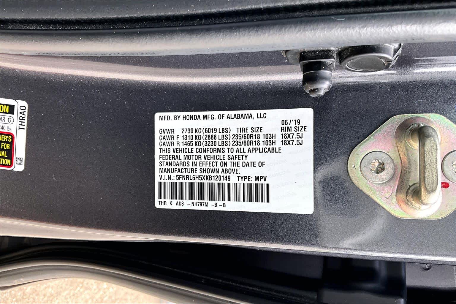 2019 Honda Odyssey EX Modern Steel Metallic at Westside Kia